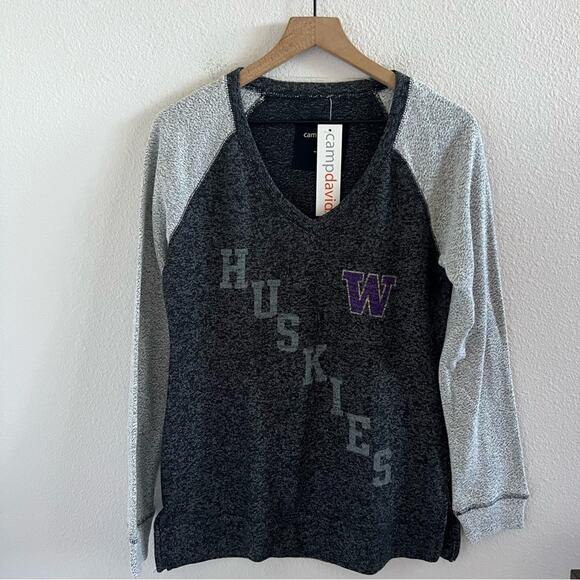 NWT Camp David Washington Huskies Heathered Gray Pullover Sweatshirt Medium - Picture 1 of 10